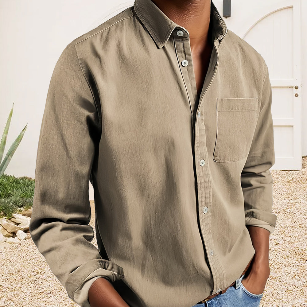 Einfarbiges Retro-Business-Revershemd für Herren