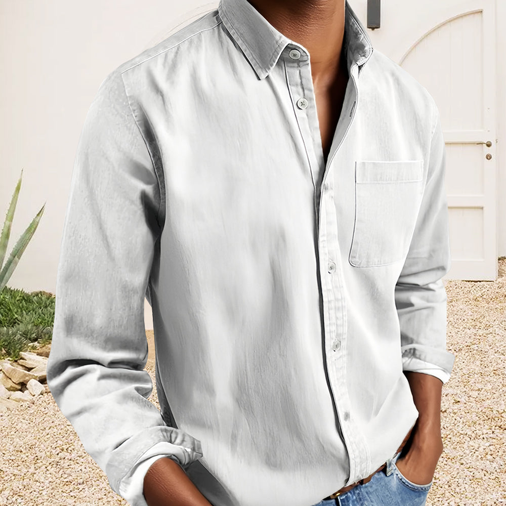 Einfarbiges Retro-Business-Revershemd für Herren