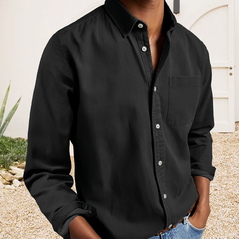 Einfarbiges Retro-Business-Revershemd für Herren