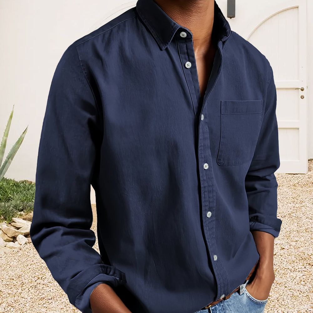 Einfarbiges Retro-Business-Revershemd für Herren