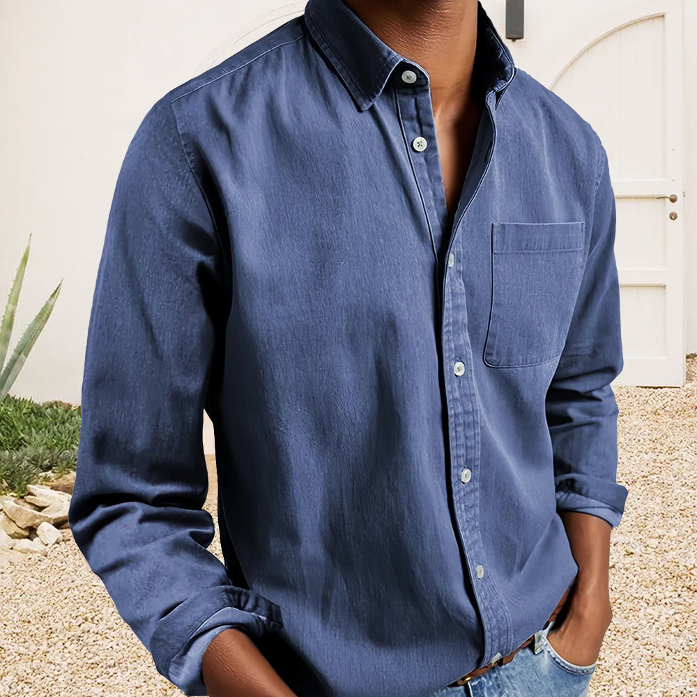 Einfarbiges Retro-Business-Revershemd für Herren