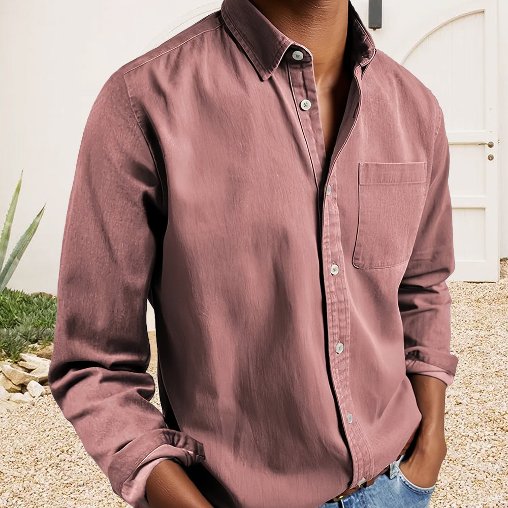 Einfarbiges Retro-Business-Revershemd für Herren