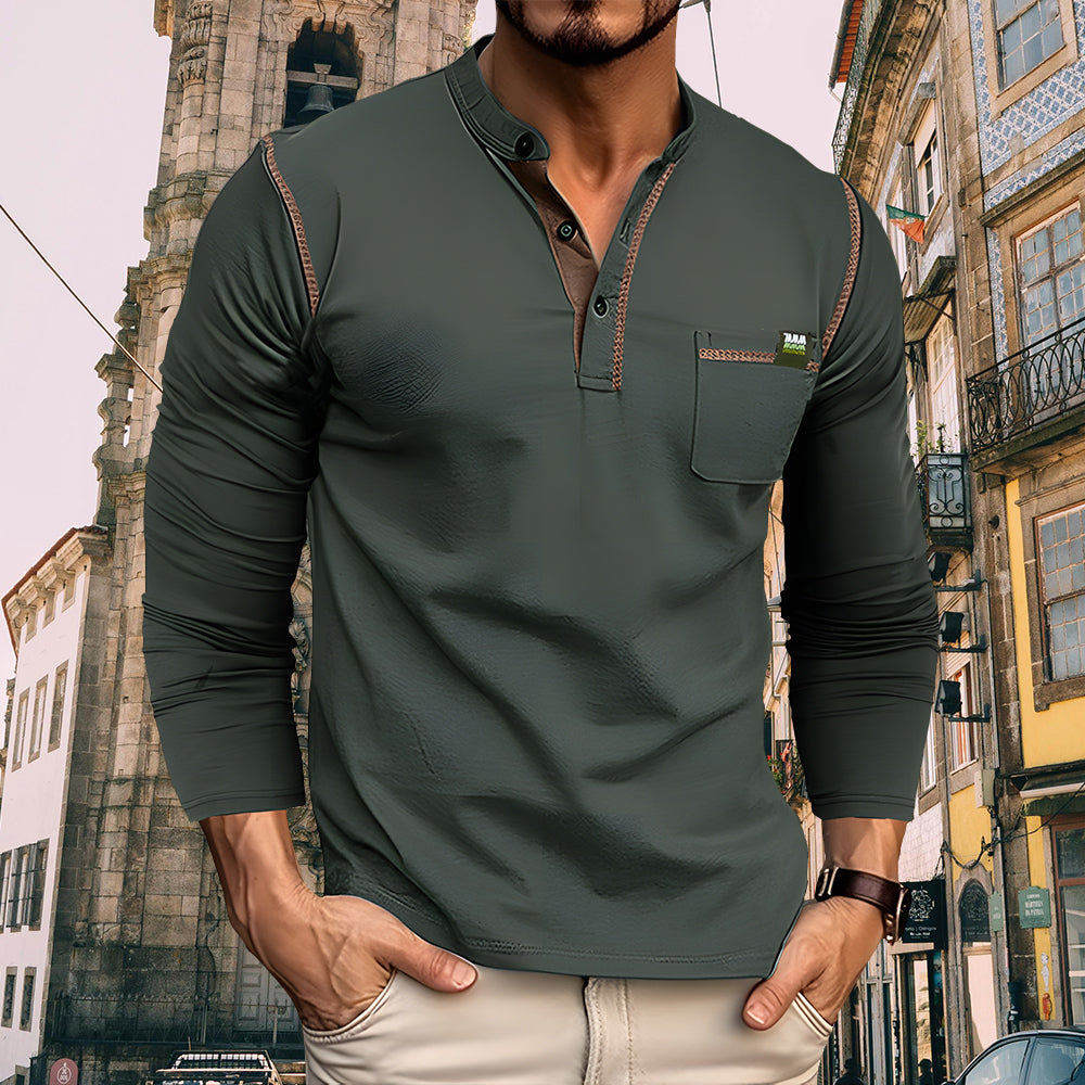 Neues Langärmeliges Farbblock-T-Shirt für Herren