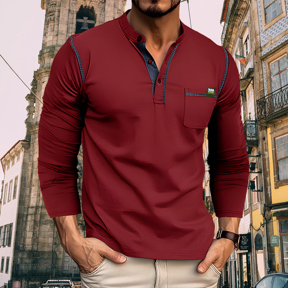 Neues Langärmeliges Farbblock-T-Shirt für Herren