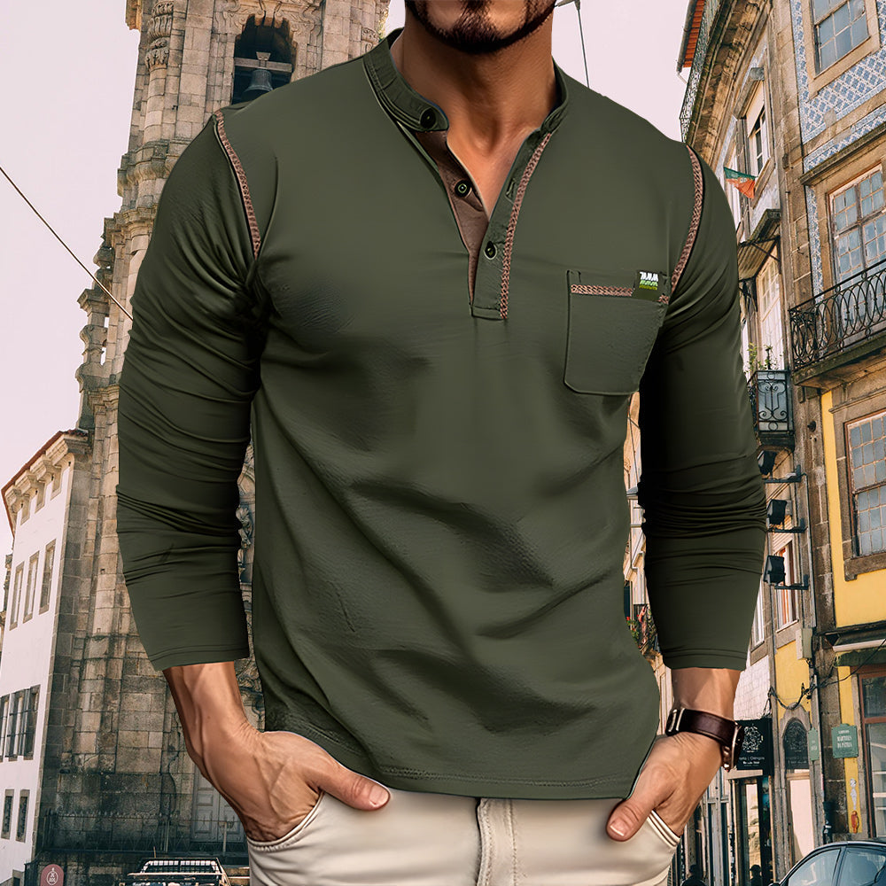 Neues Langärmeliges Farbblock-T-Shirt für Herren